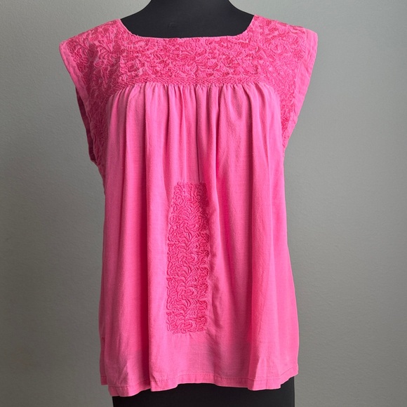 j. marie Tops - Women’s Pink Embroidered Sleeveless Blouse